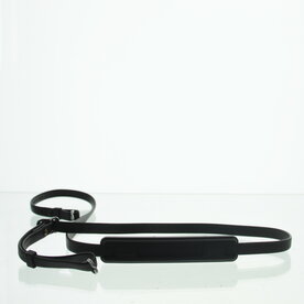 Black leather  Nikon carrying strap with rubber shoulder reinforcement