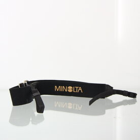 Black wide Minolta belt black with gold inscription