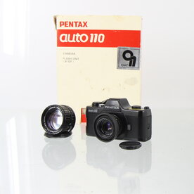 Pentax Auto 110 Set met Doos, Etui, UV-filter, 24mm &amp; 50mm Lenzen