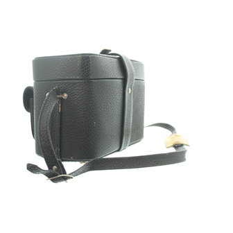 Vintage zwarte lederen camera tas met ruimte voor camera + attributen