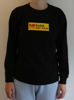  Nieuw Korea Kodak reclame print katoenen t-shirt unisex lange mouwen (small)