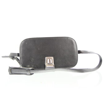 Grote vintage zwarte lederen camera case - hardcase