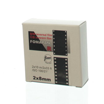 Fomapan R B/W reversal film 2x8mm / 10 meter (dubbel normal 8 geen super 8)