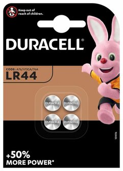 Knoopbatterij Duracell LR44 V13GA//76A/A76 (4 batterijen)