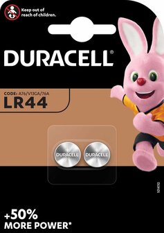 Knoopbatterij Duracell LR44 V13GA//76A/A76 (2 batterijen)