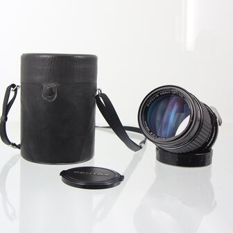 Pentax 67 SMC 165mm f2.8 met koker en lensdoppen