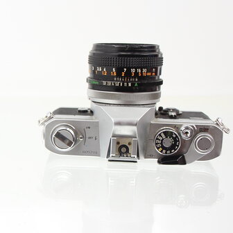 Chrome Canon FTb QL with 50mm 1.8 lens SLR camera