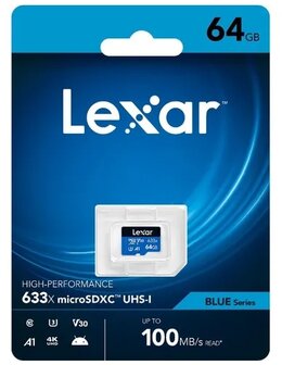 New Lexar microSD Blue Series UHS-I 633x 64GB V30