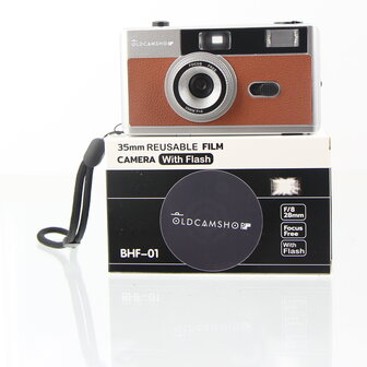 Nieuwe Herbruikbare Oldcamshop film camera (bruin)