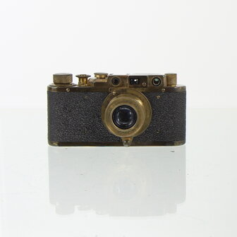 Brass Leica III Copy met 5cm Elmar imitatie en Lederen Case