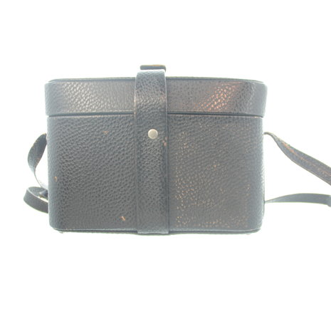 Vintage zwarte lederen camera tas met ruimte voor camera + attributen