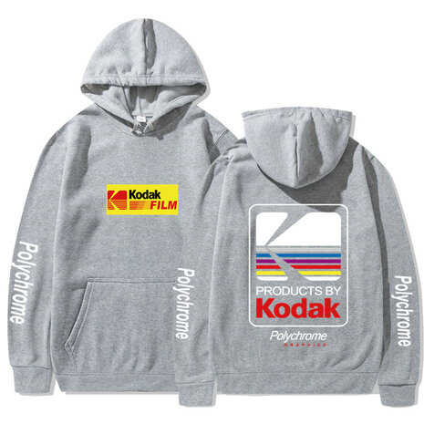  Nieuw Grijze Hoodie Hip Hop Fleece Sweatshirts Kodak Film (M)