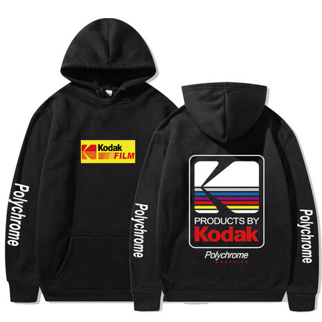  Nieuw zwarte Hoodie Hip Hop Fleece Sweatshirts Kodak Film (M)