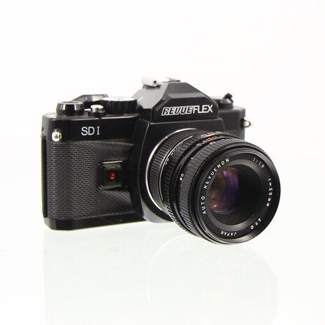 Revueflex SD I black met auto revuenon 1:1.9 f=50mm met revue auto tele converter 2x