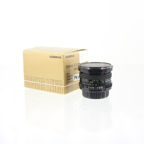 NOS in doos Cosina 20mm F3.8 MC macro lens PK-A/R (Pentax K-mount)