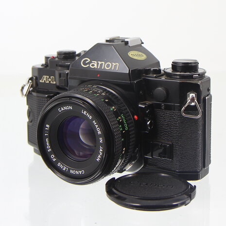 Canon A1 Zwart met Canon FD 50mm f/1.8 Klassieke Programma SLR