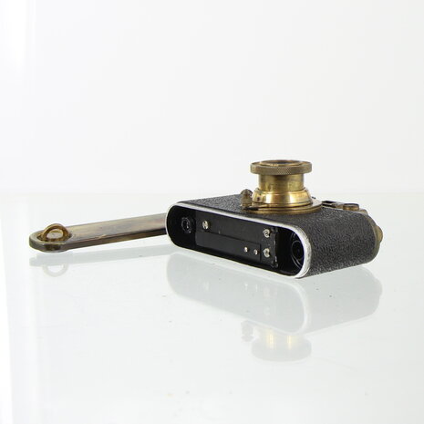 Brass Leica III Copy met 5cm Elmar imitatie en Lederen Case