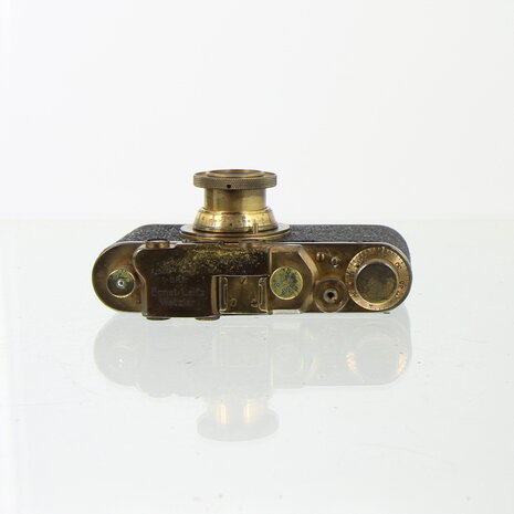 Brass Leica III Copy met 5cm Elmar imitatie en Lederen Case