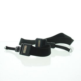 Black canvas carrying strap adjustable in length