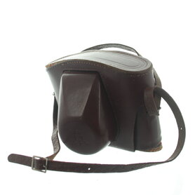 Bruin lederen etui voor Praktica IV met korte draagriem