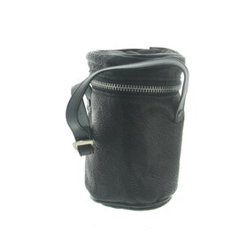 Black lens case supple leather with short carrying strap