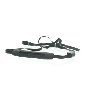 Narrow Canon strap with rubber shoulder reinforcement and battery holder