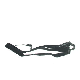 Narrow black carrying strap with velvet shoulder reinforcement