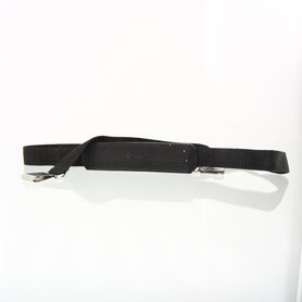Black wide strap adjustable in length with wide, flat clips