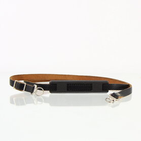 Narrow leather strap with rubber shoulder reinforcement