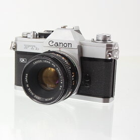 Chrome Canon FTb QL with 50mm 1.8 lens SLR camera